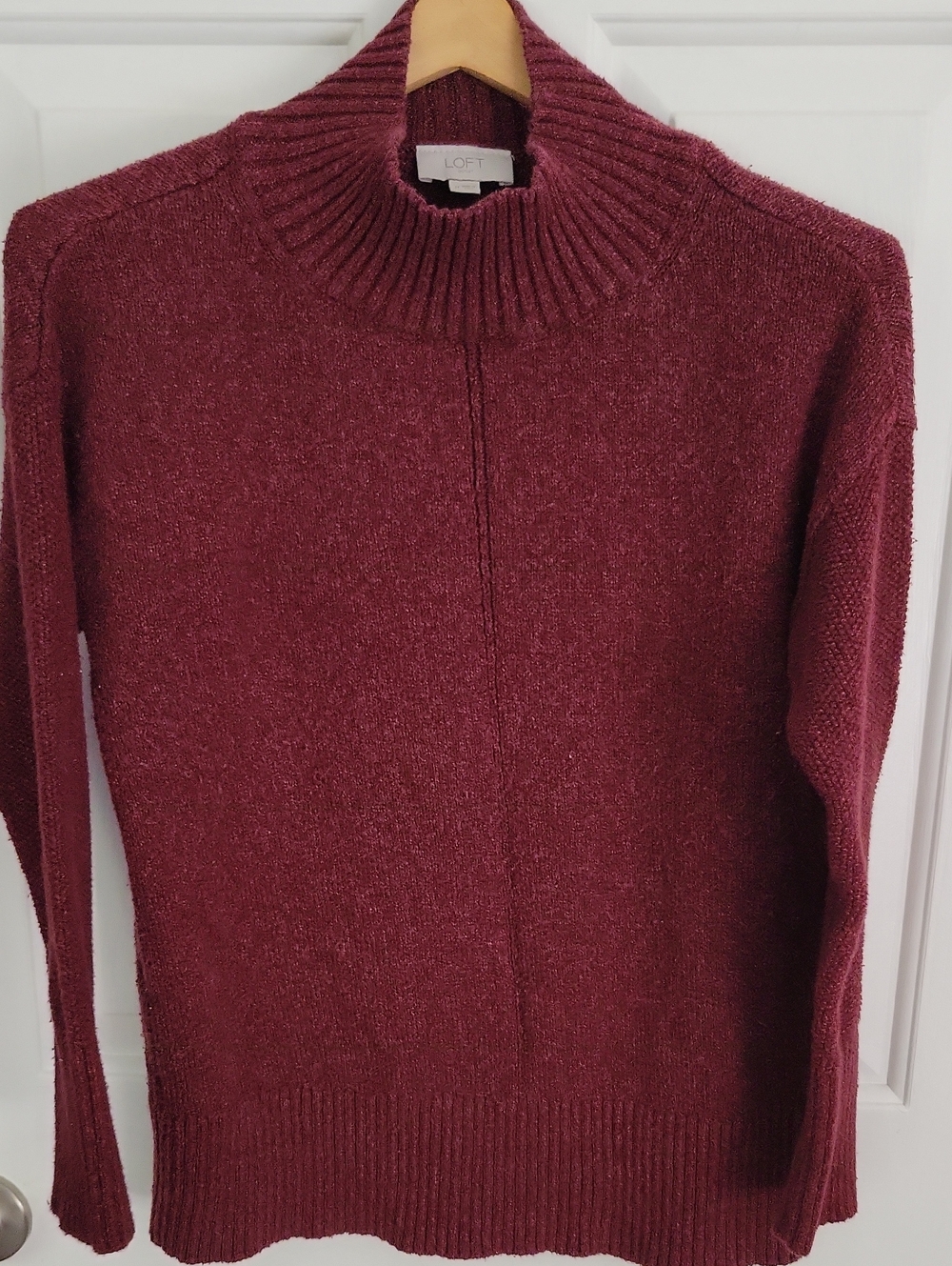 LOFT Mock Neck Sweater in Burgundy
